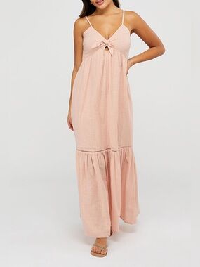 Accessorize knot front cotton maxi dress size M new without tags!